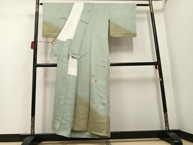 平和屋着物●訪問着　作家物　刺繍　貝合わせ花文　金彩　正絹　逸品　未使用　AABH3017ph