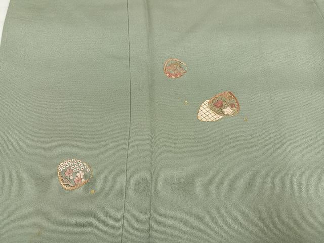 平和屋着物●訪問着　作家物　刺繍　貝合わせ花文　金彩　正絹　逸品　未使用　AABH3017ph