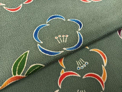 平和屋着物●上質な小紋　型染め　梅　鬼しぼ縮緬　正絹　逸品　AABH3020ph