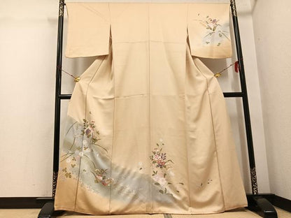 平和屋着物●訪問着　友禅　草花文　暈し染め　正絹　逸品　AABH3021ph