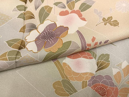 平和屋着物●訪問着　友禅　草花文　暈し染め　正絹　逸品　AABH3021ph