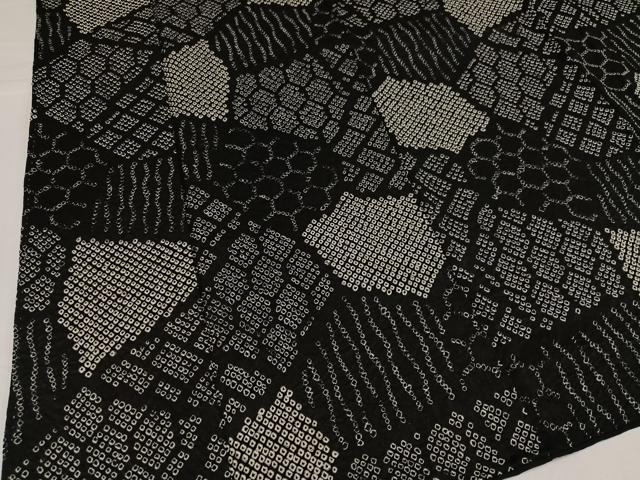 平和屋着物●上質な小紋　絞り　吉祥文　黒地　正絹　逸品　AABH3024ph