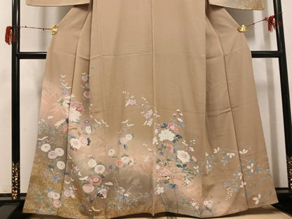 平和屋着物●訪問着　枝花文　金銀彩　鈴乃屋扱い　正絹　逸品　AABH3025ph