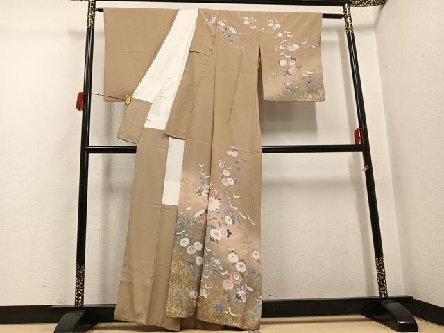 平和屋着物●訪問着　枝花文　金銀彩　鈴乃屋扱い　正絹　逸品　AABH3025ph