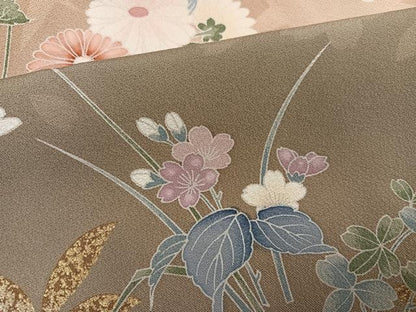 平和屋着物●訪問着　枝花文　金銀彩　鈴乃屋扱い　正絹　逸品　AABH3025ph