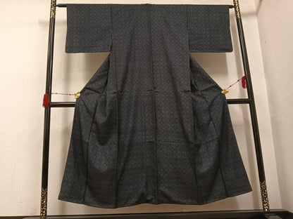 平和屋着物●本場大島紬　割込み絣　花菱文　正絹　逸品　AABH3028ph