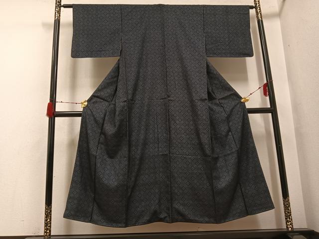 平和屋着物●本場大島紬　割込み絣　花菱文　正絹　逸品　AABH3028ph