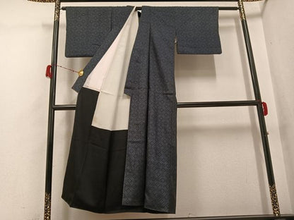 平和屋着物●本場大島紬　割込み絣　花菱文　正絹　逸品　AABH3028ph