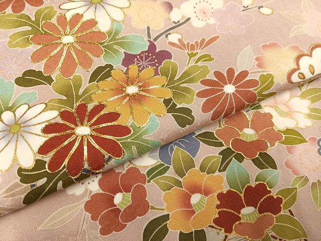 平和屋着物●訪問着　友禅　駒刺繍　草花文　金彩　正絹　逸品　未使用　AABH3029ph