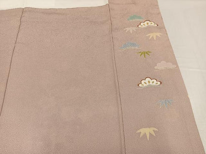 平和屋着物●訪問着　友禅　駒刺繍　草花文　金彩　正絹　逸品　未使用　AABH3029ph