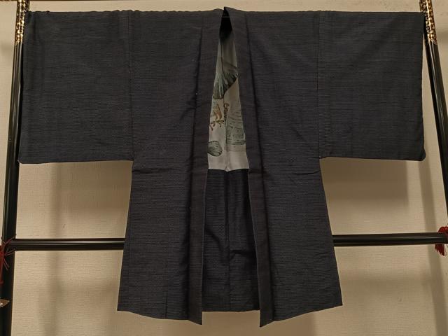 平和屋着物●男性　結城紬　アンサンブル　80亀甲　総詰め　正絹　逸品　AABH3030ph