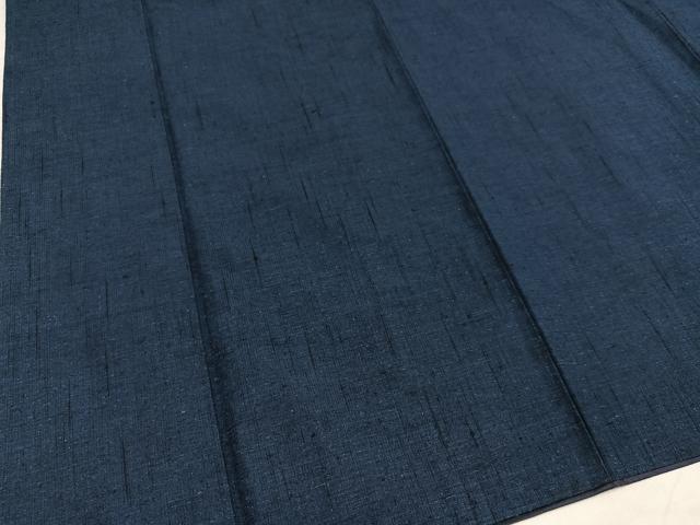 平和屋着物●男性　紬　アンサンブル　色無地　鉄御納戸色　正絹　逸品　AABH3035ph