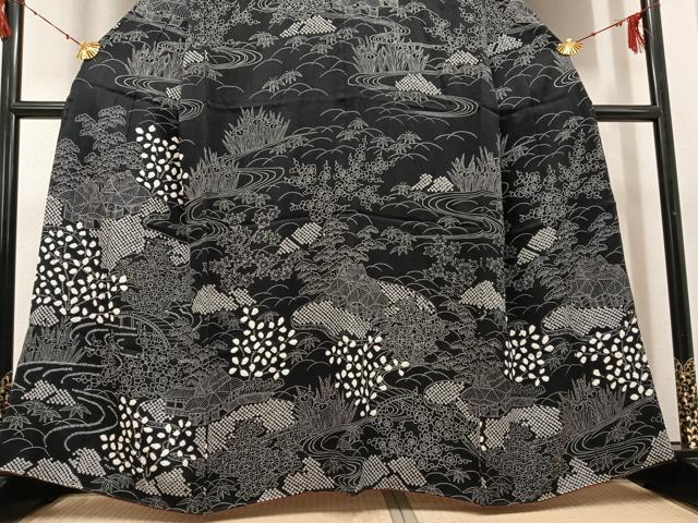 平和屋着物●訪問着　絞り　松竹梅風景文　黒地　正絹　逸品　AABH3037ph 2026年最新】Yahoo!オークション -着物 総絞り 訪問着の中古品・新品