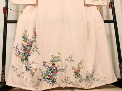 平和屋着物●訪問着　友禅　作家物　草花文　正絹　逸品　AABH3038ph