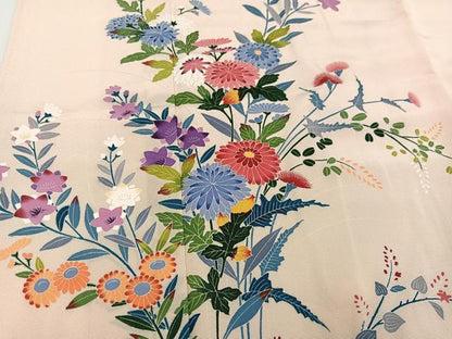平和屋着物●訪問着　友禅　作家物　草花文　正絹　逸品　AABH3038ph