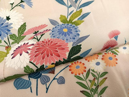 平和屋着物●訪問着　友禅　作家物　草花文　正絹　逸品　AABH3038ph