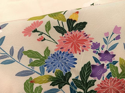 平和屋着物●訪問着　友禅　作家物　草花文　正絹　逸品　AABH3038ph