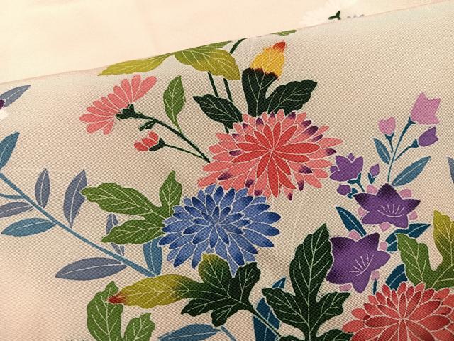 平和屋着物●訪問着　友禅　作家物　草花文　正絹　逸品　AABH3038ph