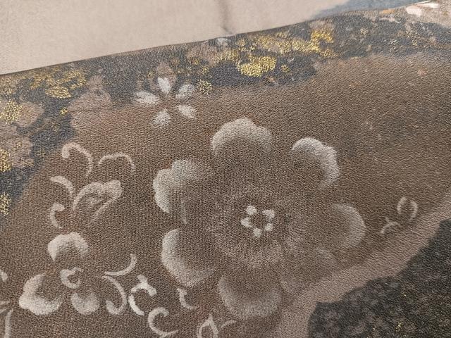 平和屋着物●訪問着　手描き　草花文　暈し染め　金彩　正絹　逸品　AABH3039ph