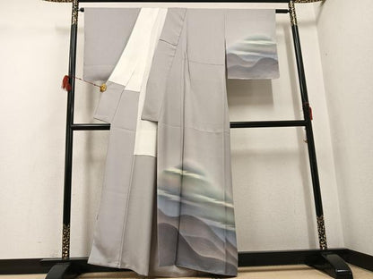 平和屋着物●訪問着　遠山霞文　暈し染め　正絹　逸品　未使用　AABH3041ph