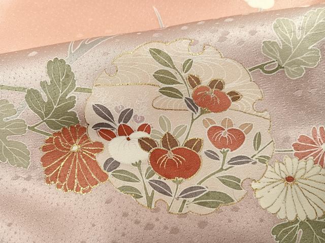 平和屋着物●訪問着　友禅　雪輪草花文　暈し染め　金彩　正絹　逸品　AABH3043ph