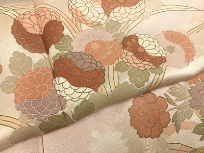 平和屋着物●訪問着　友禅　刺繍　草花文　暈し染め　金銀彩　正絹　逸品　AABH3044ph
