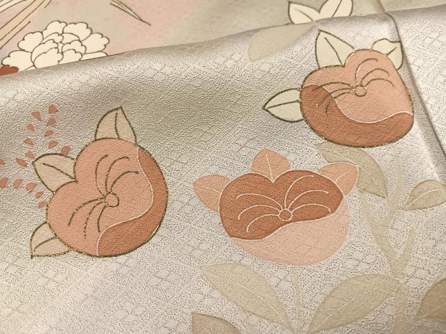 平和屋着物●訪問着　友禅　刺繍　草花文　暈し染め　金銀彩　正絹　逸品　AABH3044ph