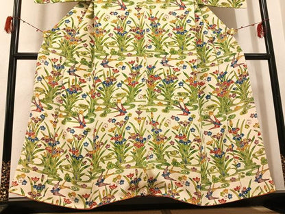 平和屋着物●訪問着　紅型　花鳥文　鬼しぼ縮緬　正絹　逸品　AABH3046ph
