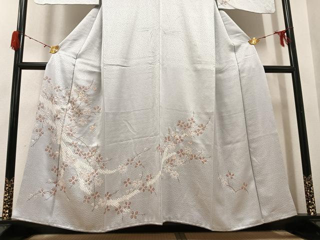 平和屋着物●訪問着　手描き　絞り　刺繍　草花文　金彩　正絹　逸品　AABH3050ph