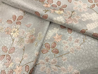 平和屋着物●訪問着　手描き　絞り　刺繍　草花文　金彩　正絹　逸品　AABH3050ph