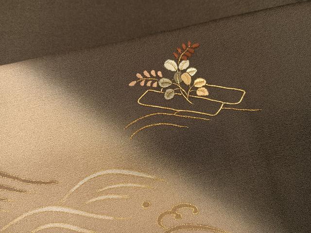 平和屋着物●訪問着　刺繍　花筏文　暈し染め　金彩　正絹　逸品　AABH3053ph
