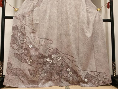 平和屋着物●訪問着　総絞り　草花文　正絹　逸品　AABH3054ph