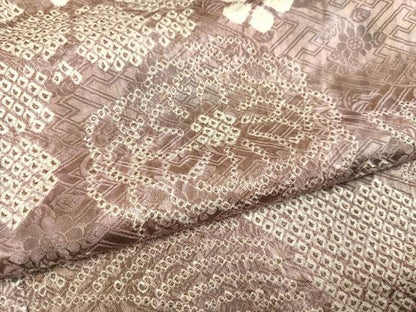 平和屋着物●訪問着　総絞り　草花文　正絹　逸品　AABH3054ph