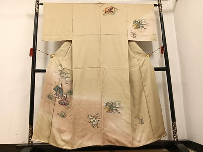 平和屋着物●訪問着　作家物　髙杉太　人物風景草花文　暈し染め　金彩　正絹　逸品　AABH3055ph