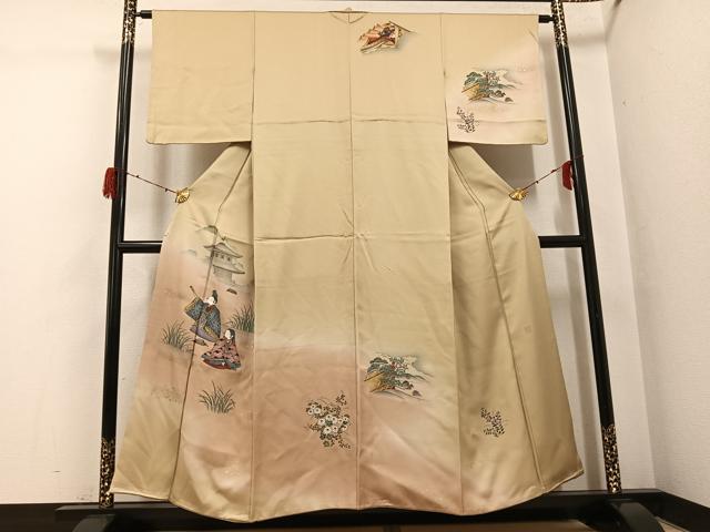 平和屋着物●訪問着　作家物　髙杉太　人物風景草花文　暈し染め　金彩　正絹　逸品　AABH3055ph