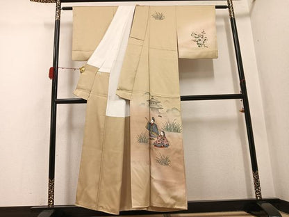 平和屋着物●訪問着　作家物　髙杉太　人物風景草花文　暈し染め　金彩　正絹　逸品　AABH3055ph