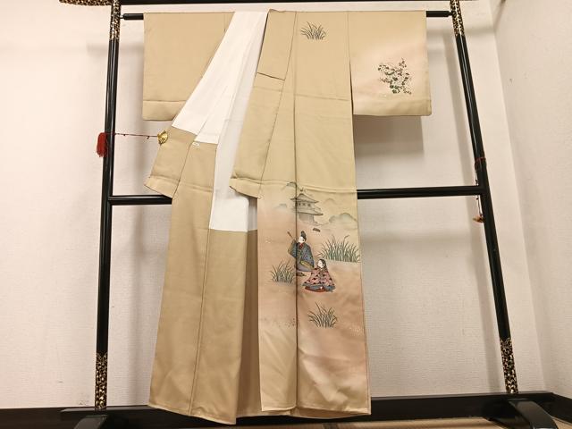 平和屋着物●訪問着　作家物　髙杉太　人物風景草花文　暈し染め　金彩　正絹　逸品　AABH3055ph