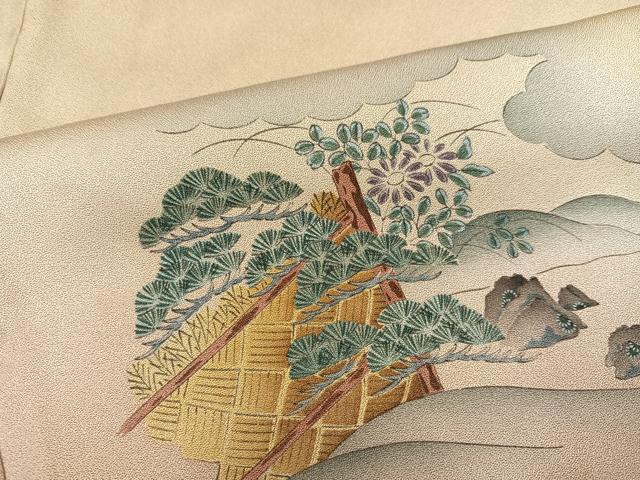 平和屋着物●訪問着　作家物　髙杉太　人物風景草花文　暈し染め　金彩　正絹　逸品　AABH3055ph