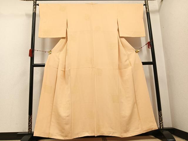 平和屋着物●上質な色無地　色紙草花地紋　雄黄色　正絹　逸品　AABH3057ph