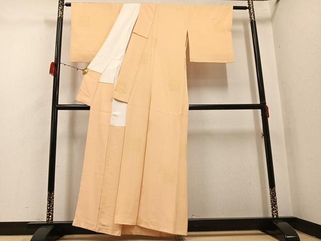 平和屋着物●上質な色無地　色紙草花地紋　雄黄色　正絹　逸品　AABH3057ph