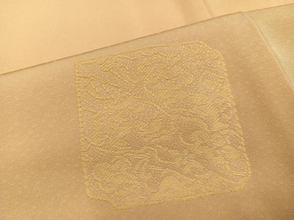 平和屋着物●上質な色無地　色紙草花地紋　雄黄色　正絹　逸品　AABH3057ph