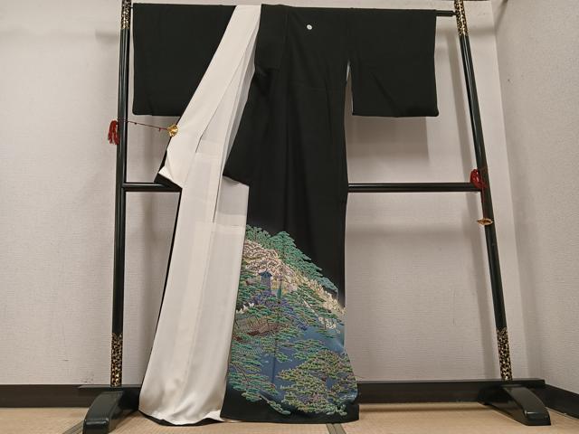 平和屋着物●本場加賀友禅作家　杉浦伸 　黒留袖　風景草花文　暈し染め　正絹　逸品　AABH3058ph
