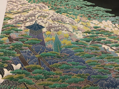 平和屋着物●本場加賀友禅作家　杉浦伸 　黒留袖　風景草花文　暈し染め　正絹　逸品　AABH3058ph
