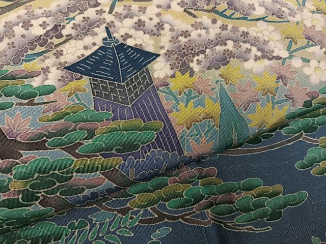 平和屋着物●本場加賀友禅作家　杉浦伸 　黒留袖　風景草花文　暈し染め　正絹　逸品　AABH3058ph