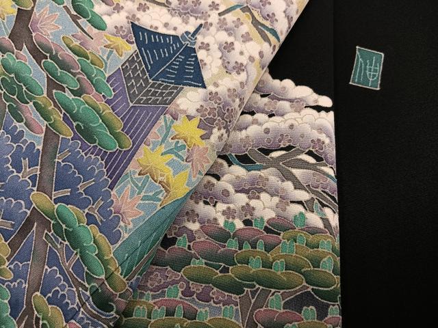 平和屋着物●本場加賀友禅作家　杉浦伸 　黒留袖　風景草花文　暈し染め　正絹　逸品　AABH3058ph