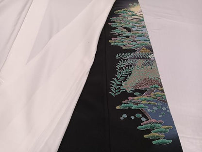 平和屋着物●本場加賀友禅作家　杉浦伸 　黒留袖　風景草花文　暈し染め　正絹　逸品　AABH3058ph