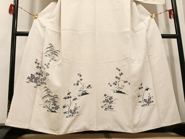 平和屋着物●訪問着　草花文　正絹　逸品　AABH3061ph