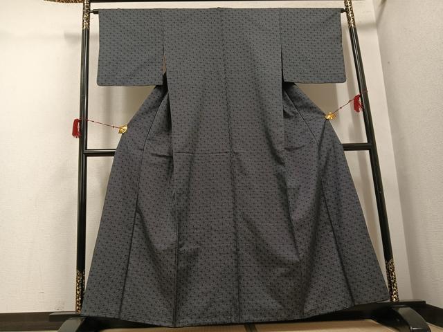 平和屋着物●お召　麻の葉文様　正絹　逸品　AABH3062ph
