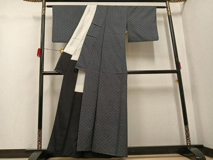 平和屋着物●お召　麻の葉文様　正絹　逸品　AABH3062ph