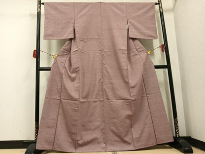 平和屋着物●上質な紬　色無地　梅染色　正絹　逸品　AABH3063ph